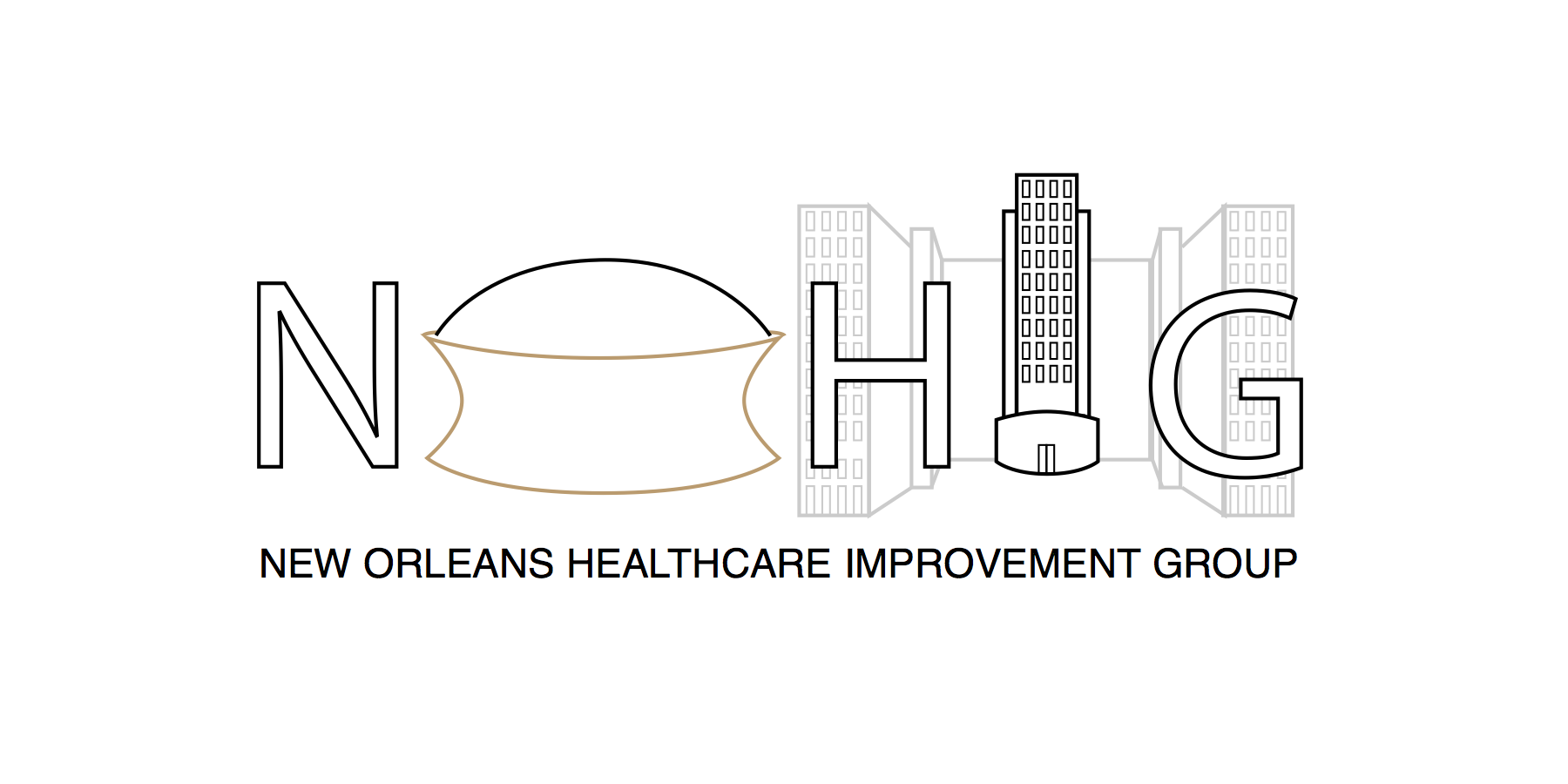 New Orleans Healthcare Improvement Group Logo 2 with Superdome